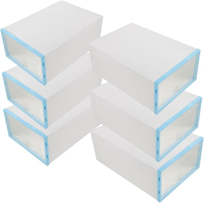 6pcs Shoe Storage Bin Stackable Shoes Boxes Plastic Containers Women Organizer Entryway Storage