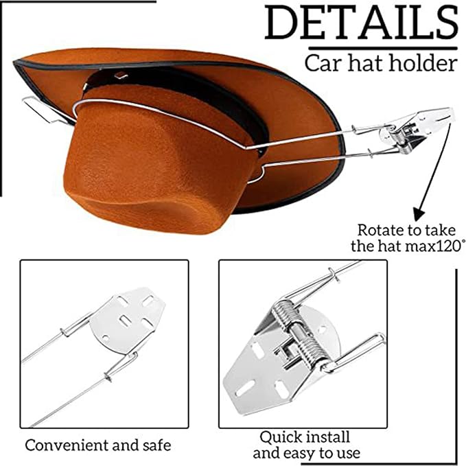 Cowboy Hat Holder Metal Cowboy Hat Holder Car Hat Hook Hanger for Pickup Car Truck Hat Clip Hanging Rack Car Accessories Rack