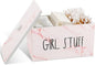 Tampon Holder for Bathroom with Movable Dividers Shark Tampon Storage Container Week with Lid Farmhouse Pad Container Box Feminine Product Organizer Girl Stuff Box for Bathroom(Pink Marble)