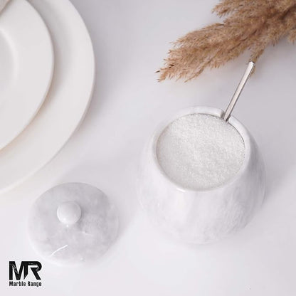 Marble Salt Cellar with Lid – 4.5 Inch White Table Salt Container, Salt Jar, Salt Dish, Salt Holder, Spice Jar, Sugar Bowl, Celtic Salt, Kitchen Countertop Decor