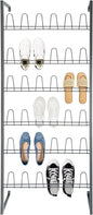 6 Tiers Metal Hanging Shoe Rack for 18 Pairs, Space-Saving Shoe Storage Shelf, Wall Mounted Shoe Organizer Tower for Entryway, Home, Retail Stores (Black)