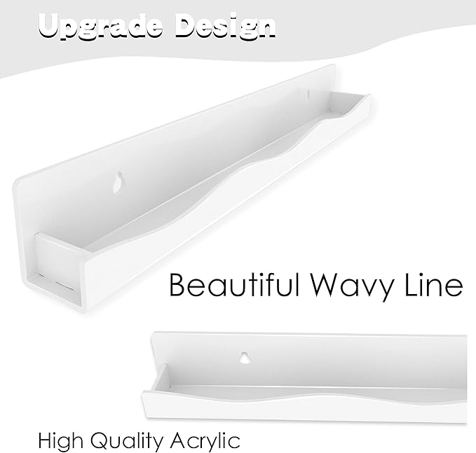 YMVV 15" Nail Polish Rack Wall Mounted Shelf,6 Pack White Acrylic Nail Polish Organizer Nail Supplies for Nail Techs,Great Display for Salons Retailers, YMVVWHITE 003