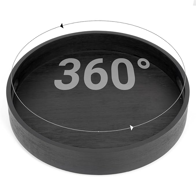 10in Black Bamboo Lazy Susan Turntable - Tall Side Anti-Fall Organizer for Pantry, Countertop & Cabinet | Round Spice & Seasoning Condiment Spinning Tray