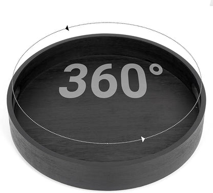 10in Black Bamboo Lazy Susan Turntable - Tall Side Anti-Fall Organizer for Pantry, Countertop & Cabinet | Round Spice & Seasoning Condiment Spinning Tray