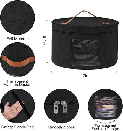 Color You Hat Box, Hat Storage Box 17" Diameter Hat Boxes for Women Men Storage Large Round Hat Travel Case with Dustproof Lid Travel Hat Box Stuffed Animal Toy Clothes Sheet Hat Organizer