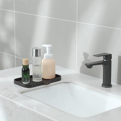 MicoYang Silicone Bathroom Soap Dishes with Drain Spout-Bathroom and Kitchen Sink Organizer,Sponge Holder,Dish Soap Tray,Perfect for Dispenser,Scrubber,Bottle,Cup on Sink or Counter-Coffee 9.6"×5.3"