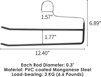 SHIMOYAMA Pants Hangers, 5 Pack, Double Rod Pant Hanger for Jeans, Space-Saving Slack Hangers, Trouser Hangers, Black