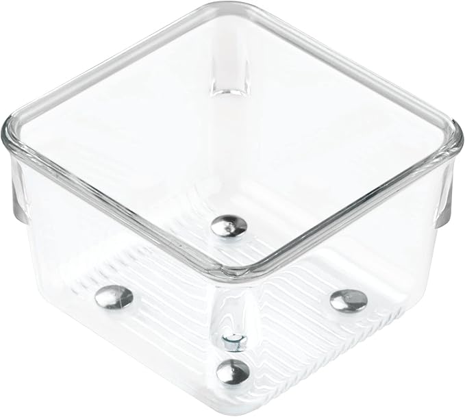 iDesign Linus Kitchen Drawer Organizer for Utensils, Tools, Gadgets - 3" x 3" x 2", Clear