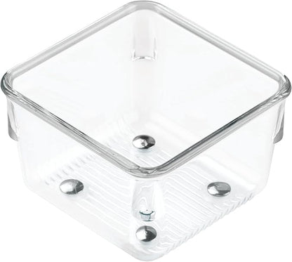 iDesign Linus Kitchen Drawer Organizer for Utensils, Tools, Gadgets - 3" x 3" x 2", Clear