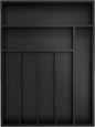 Bamboo Silverware Organizer, Kitchen Drawer Organizer, Utensil Holder, Cutlery Tray & Spoon Flatware Storage with Grooved Drawer Dividers (Black, 12.5''W x 16.5''D)
