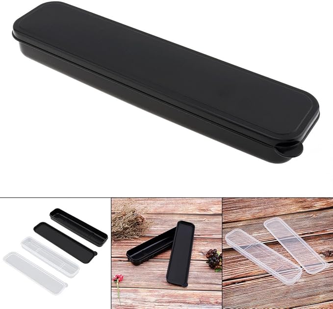 Portable Flatware Box Travel Tableware Storage Case, Simple Tableware Storage Box Case for Cutlery Kit, 9.64 x 2.32 inches (Black)