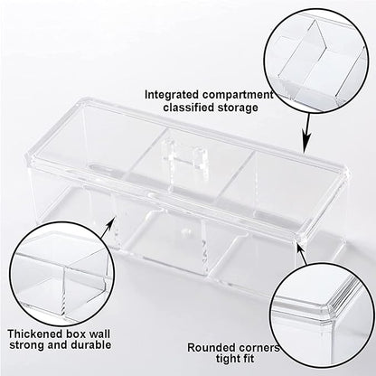 KIMCHOMERSE Qtip Holder Dispenser, 2-Layer Cotton Ball & Pad Holder for Bathroom Storage, Drawer Organizer for Earrings, Jewelry & Small Items