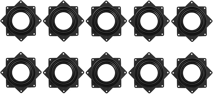 uxcell Lazy Susan Hardware, 10Pcs 3 Inch - Iron Square Ball Bearing Rotating Swivel Plate, Lazy Susan Turntable for DVD Tower, Bookshelf (Black)