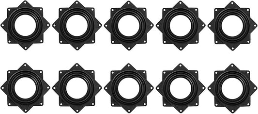 uxcell Lazy Susan Hardware, 10Pcs 3 Inch - Iron Square Ball Bearing Rotating Swivel Plate, Lazy Susan Turntable for DVD Tower, Bookshelf (Black)