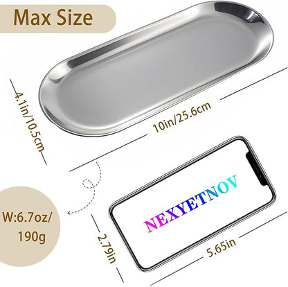 Silver Tray, Vanity Trays for Bathroom and Dresser Counter, 10", 2 Pack