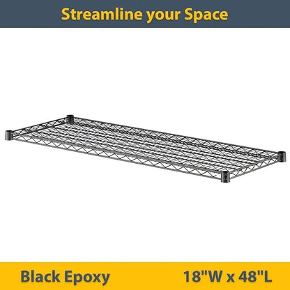 2 Pack Black Additional Wire Shelf for 18" x 48" Shelving Units, Replacement Shelves for Wire Rack