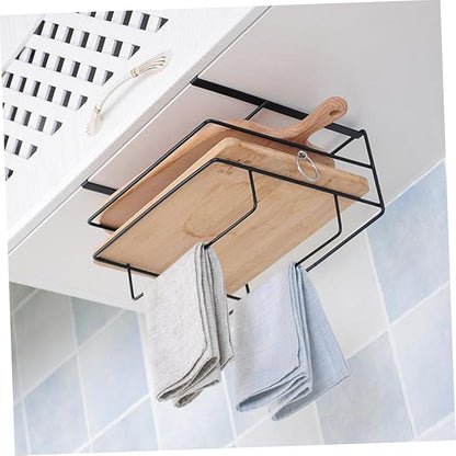 OUNONA 2Pcs Over Cabinet Towel Organizer Stylish Kitchen Door Storage Rack for Efficient Space Saving and Easy Access for Cutting Boards and Duster Cloths Design