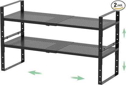 Expandable Metal Shoe Rack, Adjustable Space-Saving, Heavy-Duty Shoe Rack with Borders. Multi-Functional for Closet, Bathroom, Entryway, Kitchen or Office