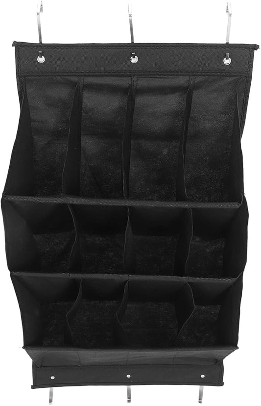 YARNOW The Door Hanging Shoe Organizer with 12 Pockets Foldable Black Oxford Cloth Shoe Storage Rack for Narrow Doors Entryway and Closet