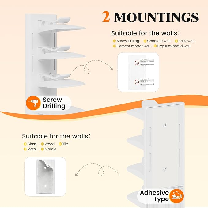 YOUDENOVA Hat Organizer for Baseball Caps, 2 Pack Hat Rack for Wall Hold up to 40 Hats, Adhesive Hat Storage Display for Wall and Closet Doors, White
