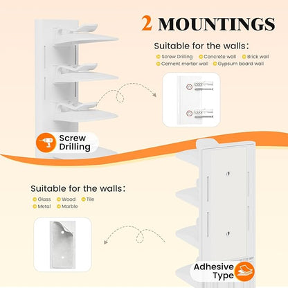 YOUDENOVA Hat Organizer for Baseball Caps, 2 Pack Hat Rack for Wall Hold up to 40 Hats, Adhesive Hat Storage Display for Wall and Closet Doors, White
