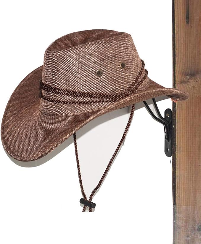 Pmsanzay Cowboy Hat Holder/Cowboy Hat Rack Wall Hanging Decoration Rustic/Men's & Women's Western Style Cowboy/Cowgirl Straw Hat Cap Storage Display Holder Rack Dryer Stand Organizer - Metal