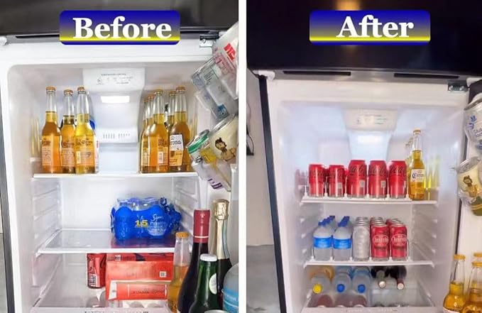 AMLLLC Drink Dispenser for Fridge,Automatic Pusher Glide Soda Can Dispenser for Refrigerator and Adjustable Width - Storage 25 Cans