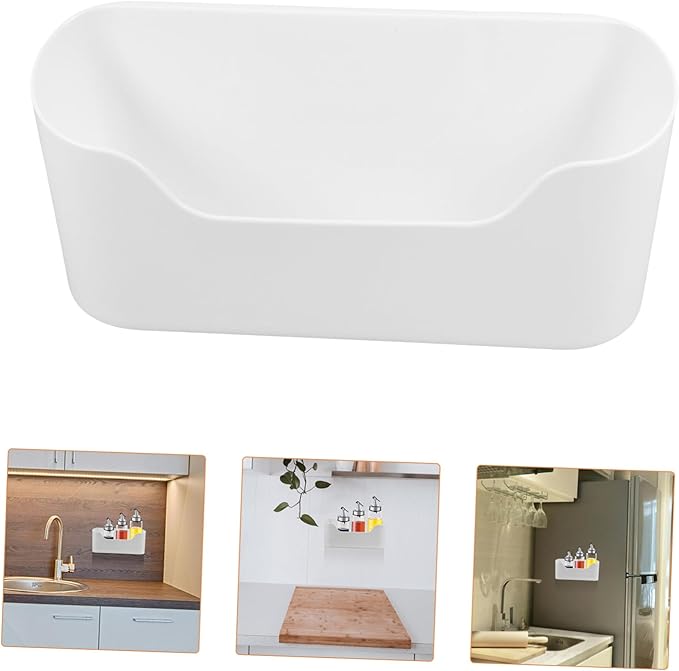 2pcs Wall Mount Kitchen Organizer No Drilling Cabinet Door Storage Box for Sundries Easy Install Adhesive Basket for Office Bathroom and Pantry Elegant Design for Home Decor
