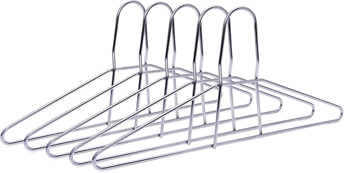 Quality Hangers Metal Hangers – Heavy Duty Hangers – Anti Theft Wire Hangers Suitable for Suits Coat Jacket – Hangers for Shuls Gyms Retail Stores Hotels – Can Carry Up to 200LBs (Chrome, 60 Pack)