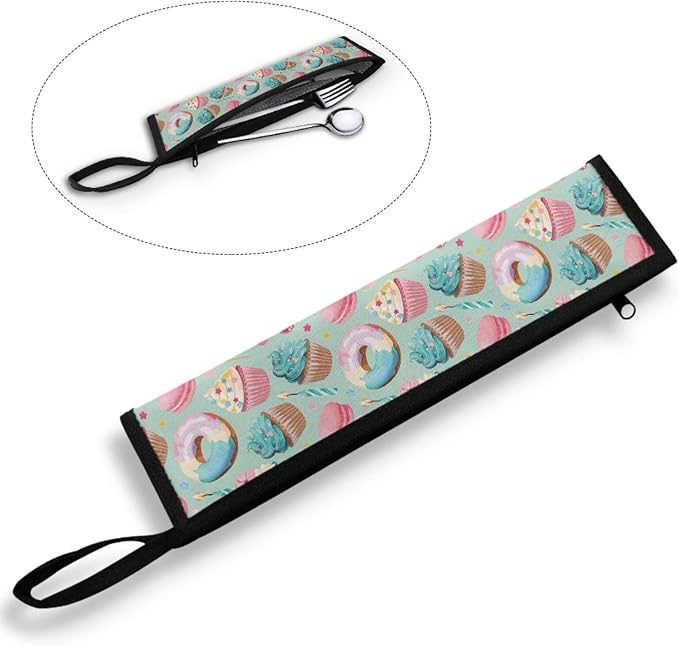 Portable Travel Tableware Box Cakes Donuts Flatware Storage Box Case Travel Utensils Cutlery Case with Bag for Fork Spoon Chopsticks