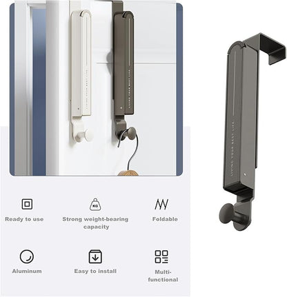 Over The Door Hooks Hanger with Retractable Rod,Foldable Wall Mounted Drying Rack Clothing,with Towel Racks for Coat Clothes Laundry Bathroom Bedroom Travel Hangers (1pcs Hooks+2pcs Foldable hanger)