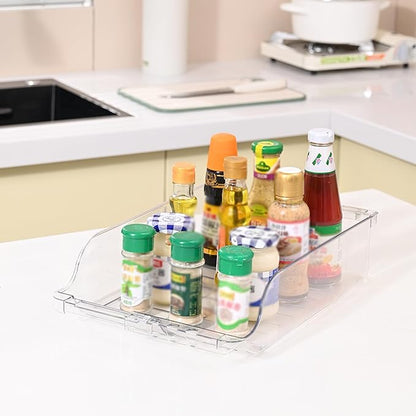 MOTUZP 2pcs Refrigerator Soda Can Organizer Clear Adjustable Width Soda Can Organizer Soda Can Dispenser Expandable Soda Can Dispenser for Beer Soda Seltzer Fridge Kitchen Pantry