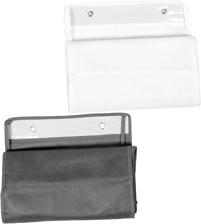 2Pcs Over The Door Handbag Organizer Multi Purpose Hanging Pocket Storage for Home Office School and Space Saving Design with Compartments White Grey