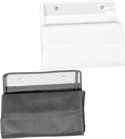 2Pcs Over The Door Handbag Organizer Multi Purpose Hanging Pocket Storage for Home Office School and Space Saving Design with Compartments White Grey