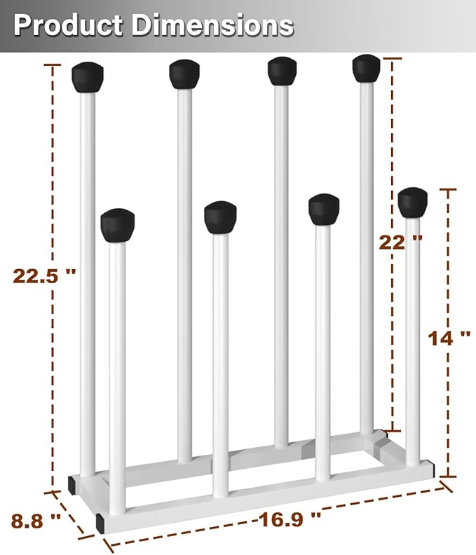 Free Standing Shoe Racks, Tall Black Metal Boot Rack Organizer for 4 Pairs, Knee-High Boot Storage Shelf for Closet, Bedroom, Entryway, Hallway, White