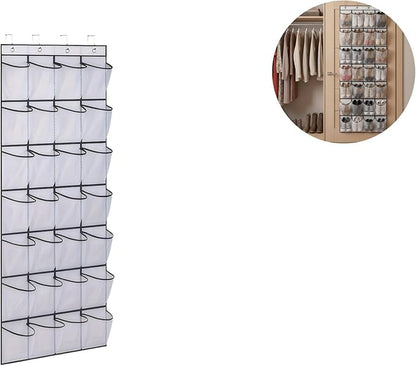 Over the Door Shoe Organizer for Bedroom Door with Multiple Pockets - Hanging Shoe Storage Bag Caddy
