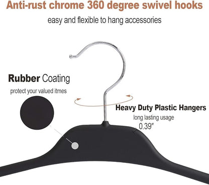 Belt Hanger Rack Holder 2 Pack, Sturdy Organizer with 360 Degree Swivel, 11 Large Hooks for Closet, Non Slip Rubberized Storage, Black, 14 x 0.39 x 11 Inch