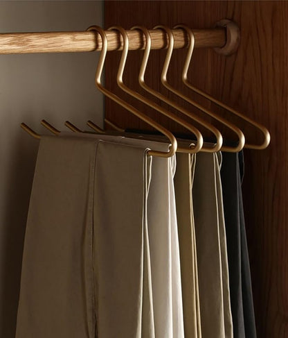 Premium Matte Gold Aluminum Pants Hanger 10 Pack, 13.7” Extra Smooth & Durable Metal Shirt Dress Hanger,Aluminum Alloy Hanger,Clothing Support,Clothing Hang