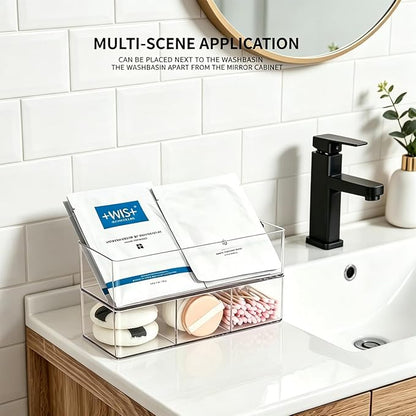 Acrylic Organizers: Makeup Organizer for Drawer for Bathroom Countertop - Cosmetic Organizer for Vanity, Kitchen, Office, Makeup Storage (3-Compartment)