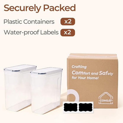 ComSaf 6.7Qt Cereal Storage Container Set of 2 - Ideal for Home Cooks Storing Cereal and Organized Families Organizing Bulk Food，Large Cereal Dispenser Keeps Pantry and Kitchen Countertop Neat