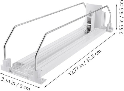 BESTOYARD Drink Pusher Supermarket Shelf Pusher Fridge Soda Can Holder Beverage Pusher Beer Can Storage Holder Drink Replenishment Pusher Drinks Cold Drink Abs Display Box White, 32.50X8.00X6.50CM