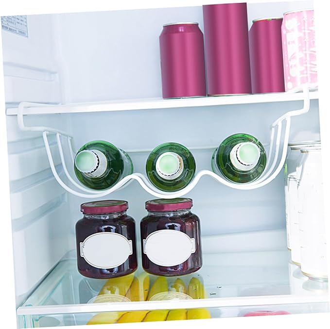PRETYZOOM Fridge Beer Rack Organizer Iron Tabletop Storage Stand for Beer Bottles and Wine Glasses for Kitchen Bar and Office Use Easy to Clean and Portable