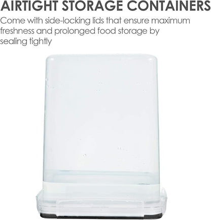 Vtopmart 4 PCS Large Food Storage Containers 5.2L / 175oz, 4 Pieces BPA Free Plastic Airtight Canisters for Flour, Sugar, Baking Supplies, Rice with Lids, 4 Measuring Cups and 24 Labels, Black