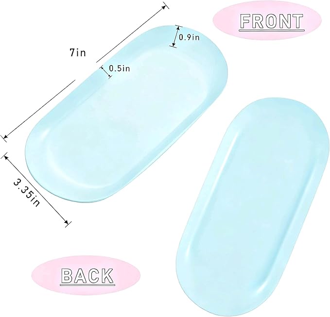 Nail Tray Blue Manicure Tray for Nails Tool Decor Display Jewelry Rhinestone Cosmetics Oval Dish Manicure Organizers and Storage Small Storage Plate