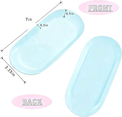 Nail Tray Blue Manicure Tray for Nails Tool Decor Display Jewelry Rhinestone Cosmetics Oval Dish Manicure Organizers and Storage Small Storage Plate