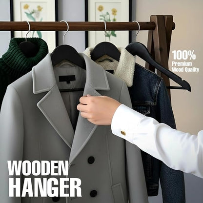 Utopia Home Premium Wooden Hangers 90 Pack - Durable & Slim Coat Hanger - Suit Hanger with 360-Degree Rotatable Hook - Wood Hangers with Shoulder Grooves (Black Color)