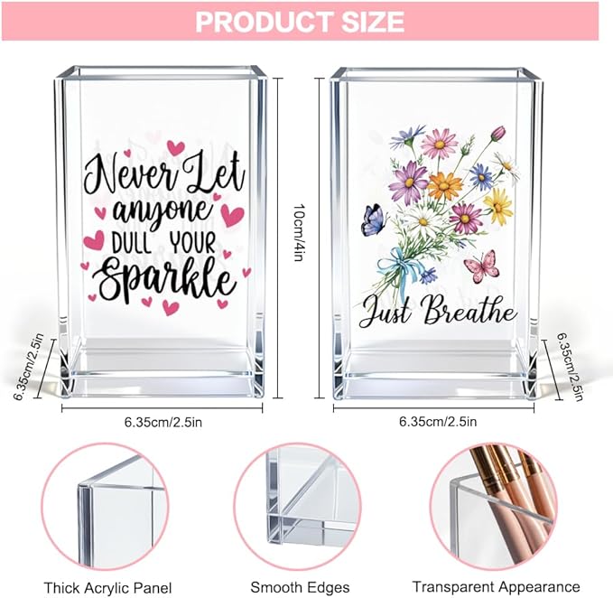 Girl Power 2 Pack Acrylic Cosmetic Pencil Pen Holder Cup, Hope Inspirational Makeup Brush Organizer Holder, Women Faith Gifts, Christian Encouragement Gifts for Women Mom Daughter Sister Teacher