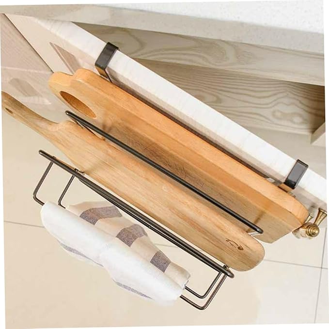 2Pcs Over Door Organizer Set Inside Cabinet Towel Rack Iron Hanging Storage for Kitchen and Pantry Space-Saving Design Easy Installation for Small Spaces