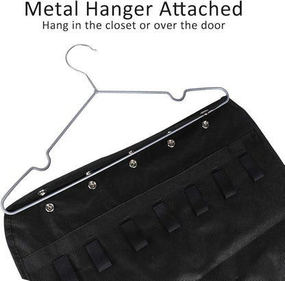 Hanging Jewelry Organizer, Double-Sided 80 Pockets (40 Front + 40 Back), Closet & Hook Jewelry Storage, for Earrings, Necklaces, Bracelets, Rings & Pendants, Black