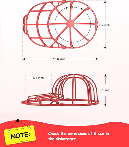 XQXA 2-Pack Baseball Hat Washer Cage | Machine-Washable Cap Cleaner Frame for Adult & Kid's Hats | Red